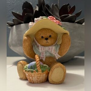 VTG Enesco Chapeau Noelle “Susie” Porcelain Easter Bear Figurine Ltd. Ed. #240